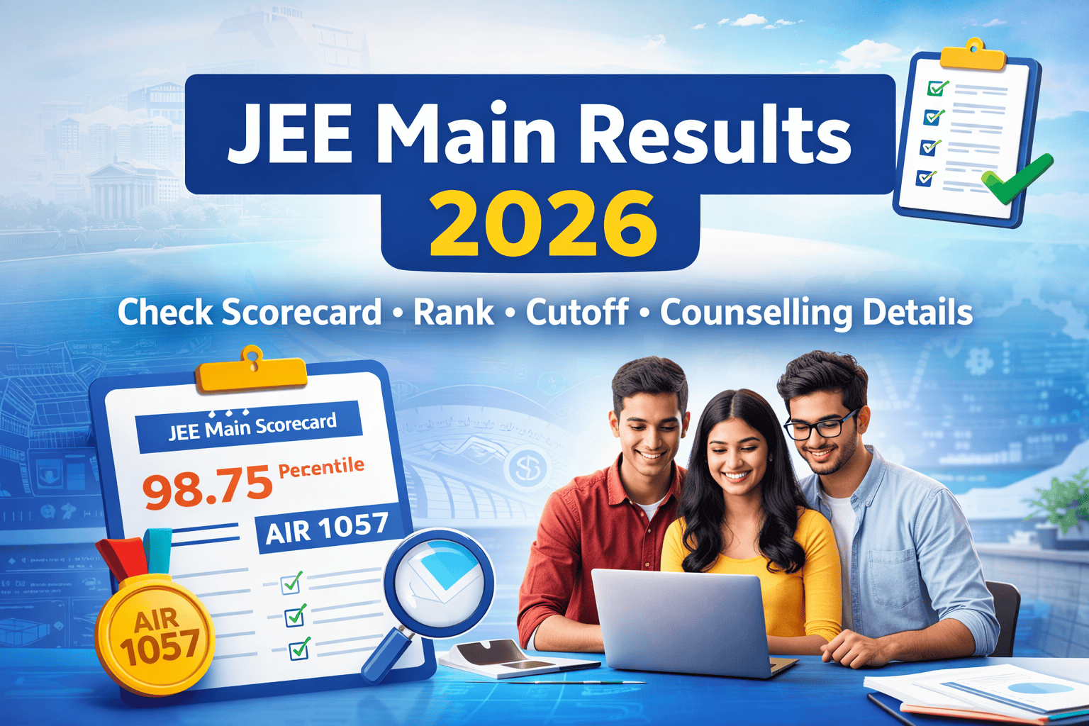 JEE Main Results 2026: Check Date, Scorecard, Rank, Cutoff & Counselling Details