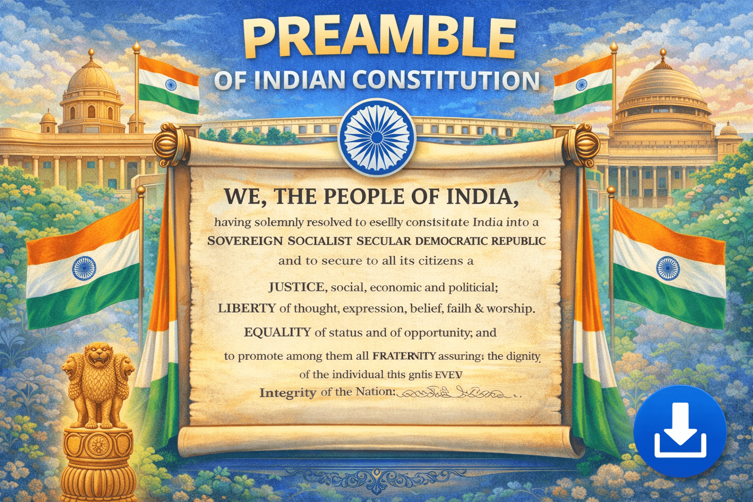 Preamble of Indian Constitution – Meaning & Explanation