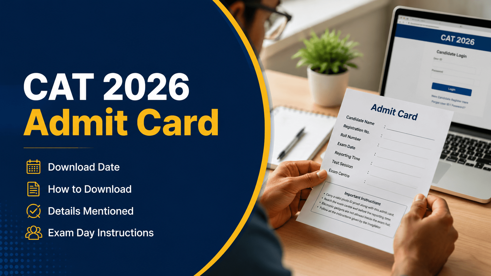 CAT 2026 Admit Card: Download Date, Link, Exam Day Instructions & Latest Updates
