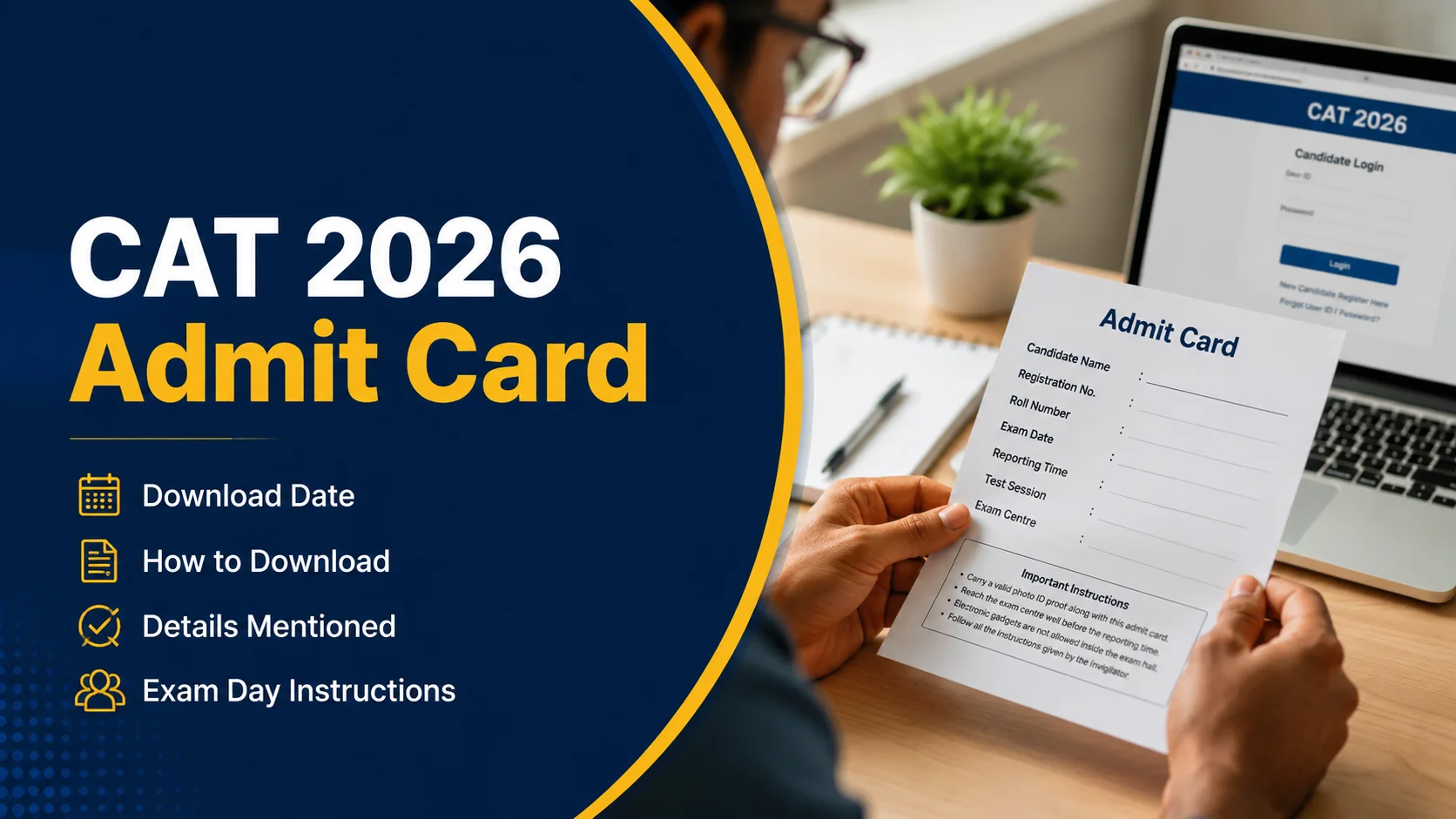 CAT 2026 Admit Card: Download Date, Link, Exam Day Instructions & Latest Updates